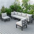 LeisureMod Chelsea 6-Piece Patio Set in Black Aluminum with Beige Cushions