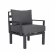 LeisureMod Chelsea 6-Piece Patio Set in Black Aluminum with Black Cushions
