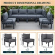 LeisureMod Chelsea 6-Piece Patio Set in Black Aluminum with Black Cushions