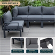 LeisureMod Chelsea 6-Piece Patio Set in Black Aluminum with Black Cushions