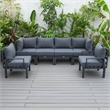 LeisureMod Chelsea 6-Piece Patio Set in Black Aluminum with Black Cushions