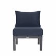 LeisureMod Chelsea 6-Piece Patio Set in Black Aluminum with Blue Cushions