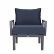 LeisureMod Chelsea 6-Piece Patio Set in Black Aluminum with Blue Cushions