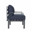 LeisureMod Chelsea 6-Piece Patio Set in Black Aluminum with Blue Cushions