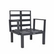 LeisureMod Chelsea 6-Piece Patio Set in Black Aluminum with Blue Cushions