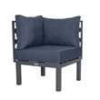 LeisureMod Chelsea 6-Piece Patio Set in Black Aluminum with Blue Cushions