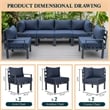 LeisureMod Chelsea 6-Piece Patio Set in Black Aluminum with Blue Cushions