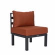 LeisureMod Chelsea 6-Piece Patio Set in Black Aluminum with Orange Cushions