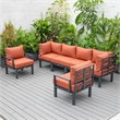 LeisureMod Chelsea 6-Piece Patio Set in Black Aluminum with Orange Cushions