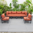 LeisureMod Chelsea 6-Piece Patio Set in Black Aluminum with Orange Cushions