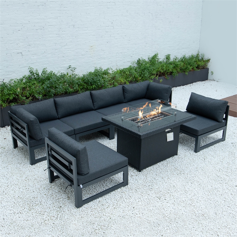 Leisuremod Chelsea Patio Modern Black, Modern Outdoor Fire Pit Table