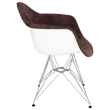 LeisureMod Willow Velvet Eiffel Metal Base Accent Armchair in Coffee Brown