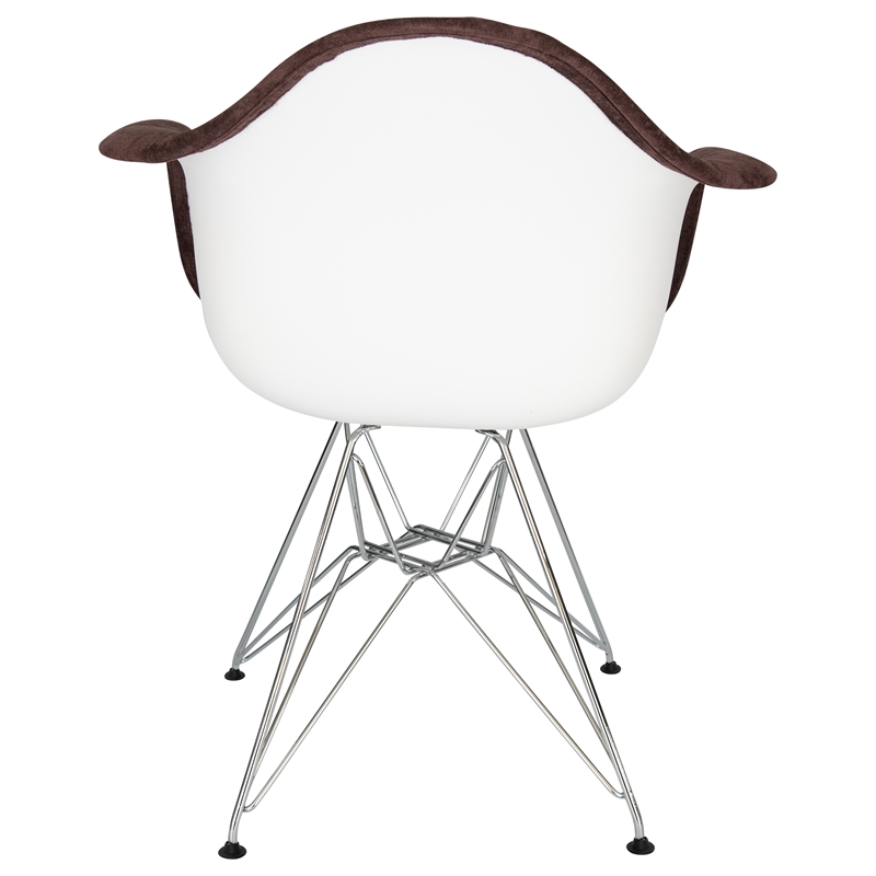 LeisureMod Willow Velvet Eiffel Metal Base Accent Armchair in Coffee Brown