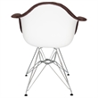 LeisureMod Willow Velvet Eiffel Metal Base Accent Armchair in Coffee Brown