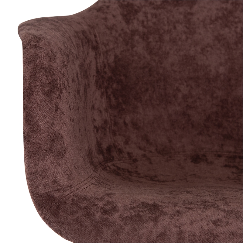 LeisureMod Willow Velvet Eiffel Metal Base Accent Armchair in Coffee Brown