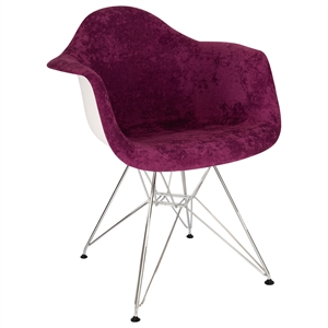 leisuremod willow velvet eiffel metal base accent armchair in purple