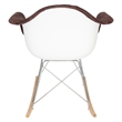 LeisureMod Wilson Mid-Century Velvet Eiffel Base Rocking Chair in Coffee Brown