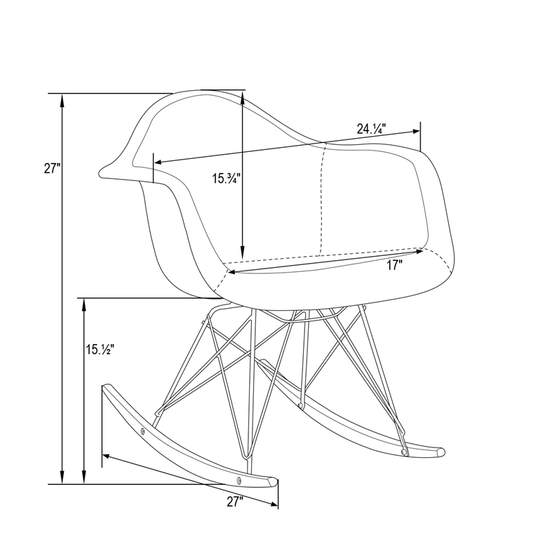 LeisureMod Wilson Mid-Century Velvet Eiffel Base Rocking Chair in Coffee Brown