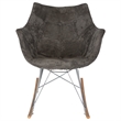 LeisureMod Willow Velvet Eiffel Base Rocking Chair in Cedar Brown