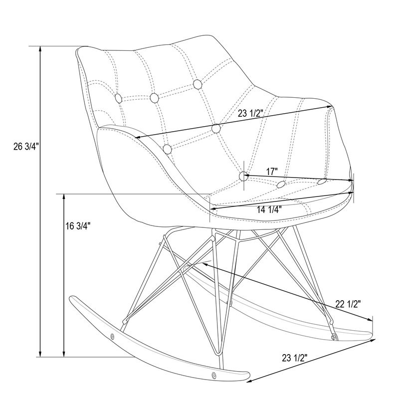 LeisureMod Willow Velvet Eiffel Base Rocking Chair in Cedar Brown