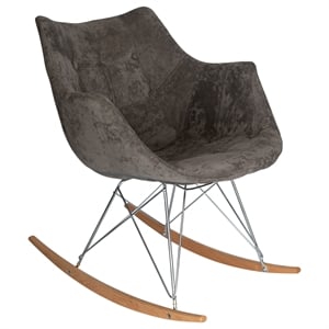 LeisureMod Willow Velvet Eiffel Base Rocking Chair in Cedar Brown