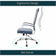 LeisureMod Benmar High-Back Mid-Century Modern Leather Office Chair in Navy Blue