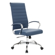 LeisureMod Benmar High-Back Mid-Century Modern Leather Office Chair in Navy Blue