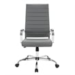 LeisureMod Benmar High-Back Mid-Century Modern Leather Office Chair in Gray