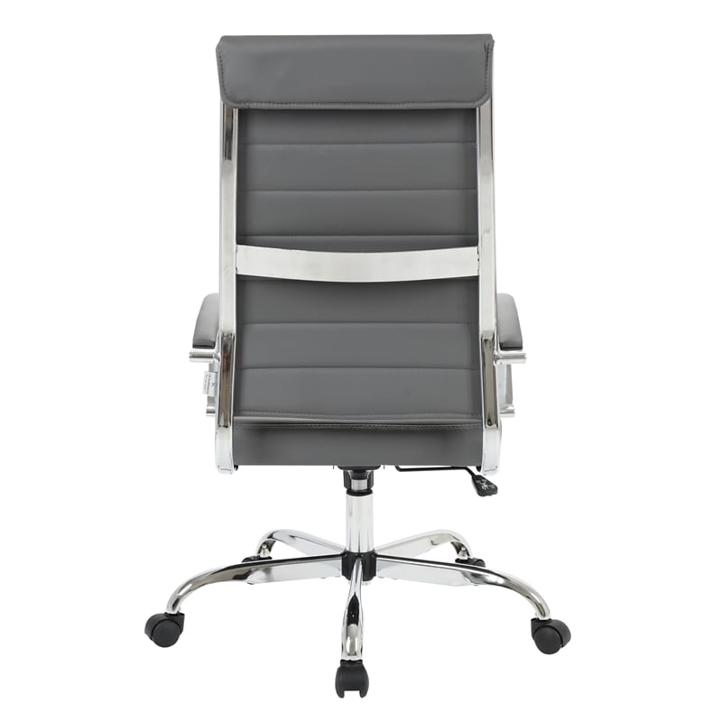 LeisureMod Benmar High-Back Mid-Century Modern Leather Office Chair in Gray