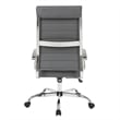 LeisureMod Benmar High-Back Mid-Century Modern Leather Office Chair in Gray