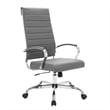 LeisureMod Benmar High-Back Mid-Century Modern Leather Office Chair in Gray