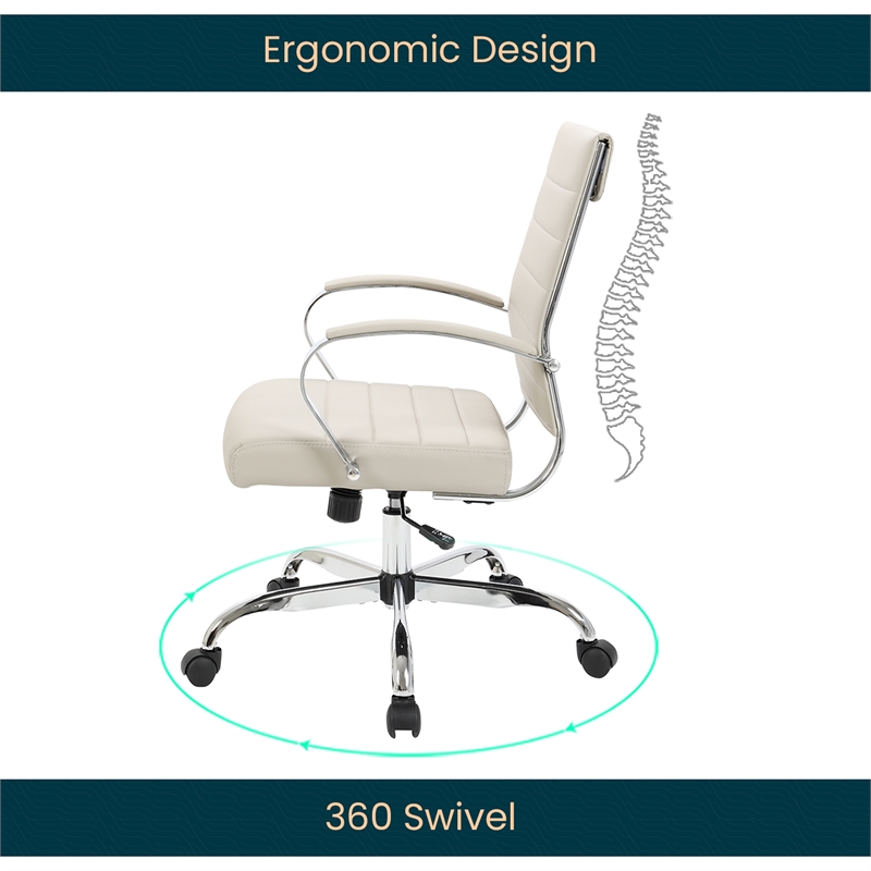 LeisureMod Benmar High-Back Mid-Century Modern Leather Office Chair in Tan