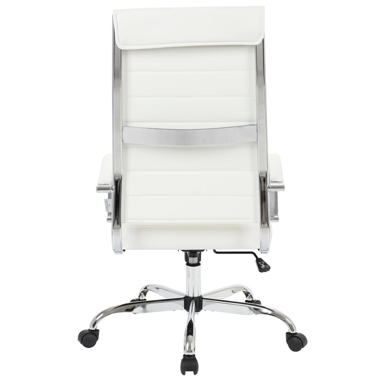 LeisureMod Benmar High-Back Mid-Century Modern Leather Office Chair in White