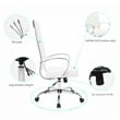LeisureMod Benmar High-Back Mid-Century Modern Leather Office Chair in White