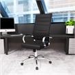 LeisureMod Benmar High-Back Mid-Century Modern Leather Office Chair in Black