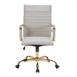 LeisureMod Harris High-Back Faux Leather Office Chair With Gold Frame in Tan