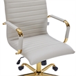 LeisureMod Harris High-Back Faux Leather Office Chair With Gold Frame in Tan