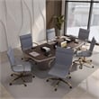 LeisureMod Harris High-Back Faux Leather Office Chair With Gold Frame in Gray
