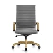 LeisureMod Harris High-Back Faux Leather Office Chair With Gold Frame in Gray