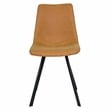 LeisureMod Markley Leather Dining Chair With Metal Legs Light Brown