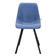 LeisureMod Markley Modern Leather Dining Side Chair With Metal Legs Peacock Blue