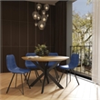 LeisureMod Markley Modern Leather Dining Side Chair With Metal Legs Peacock Blue