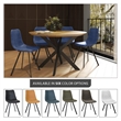 LeisureMod Markley Modern Leather Dining Side Chair With Metal Legs Peacock Blue