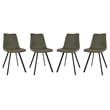 LeisureMod Markley Leather Dining Chair With Metal Legs Set of 4 Olive Green