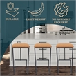 LeisureMod Quincy Quilted Stitched Leather Bar Stools in Light Brown