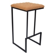 LeisureMod Quincy Quilted Stitched Leather Bar Stools Set of 2 in Light Brown