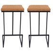 LeisureMod Quincy Quilted Stitched Leather Bar Stools Set of 2 in Light Brown