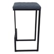 LeisureMod Quincy Quilted Stitched Leather Bar Stools in Peacock Blue