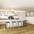 LeisureMod Quincy Quilted Stitched Leather Bar Stools in Peacock Blue