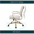 LeisureMod Benmar Modern Adjustable Leather Office Chair in Tan